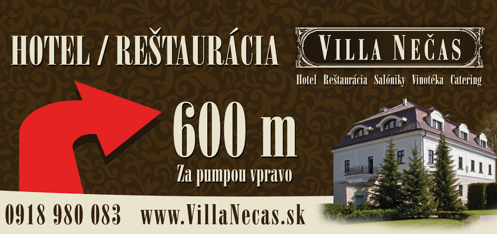 Smerový billboard pre hotel Villa Nečas