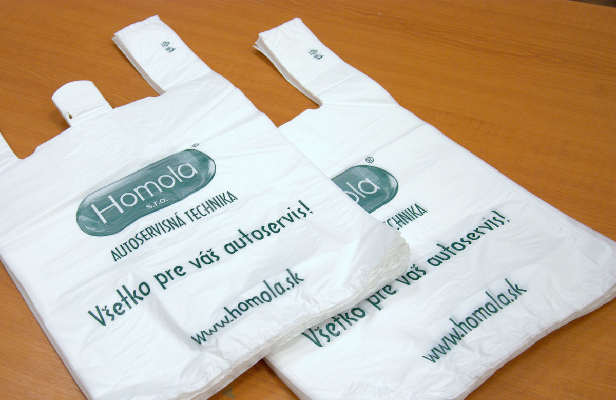 Mikroténové igelitové tašky pre firmu Homola