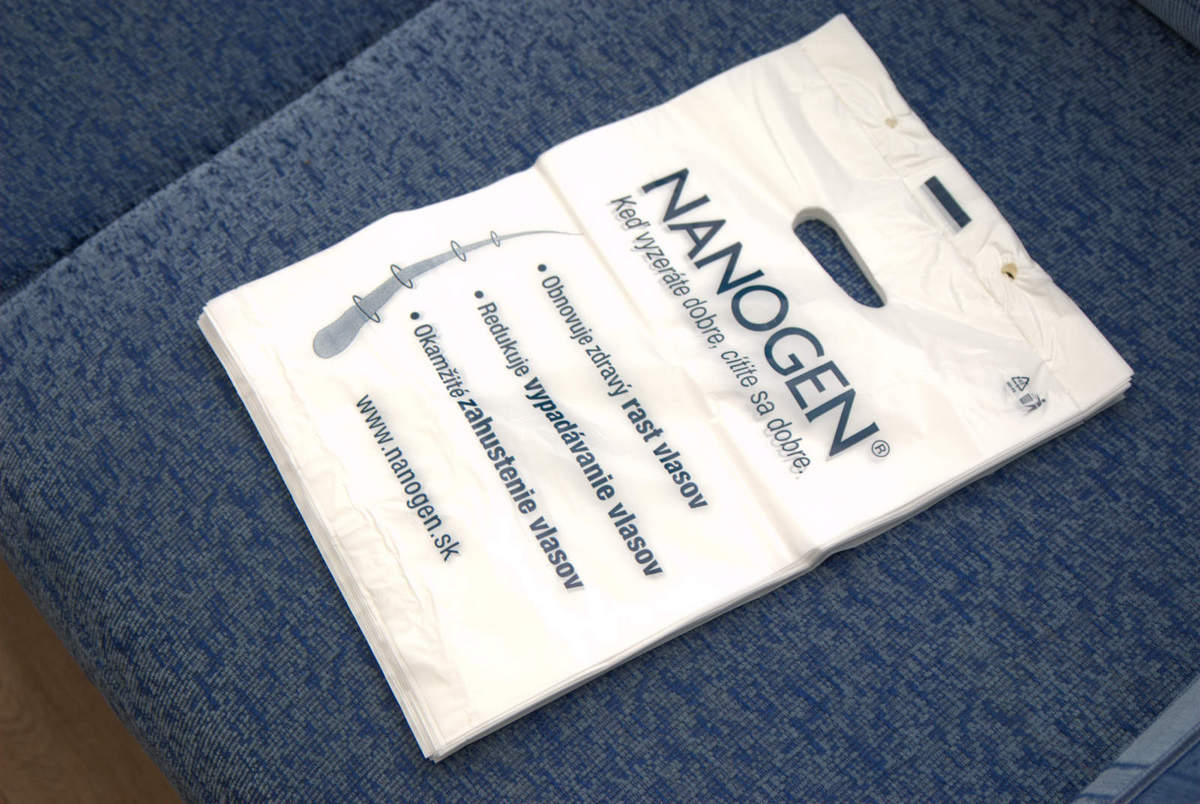 Transparentné mikroténové tašky pre firmu NANOGEN