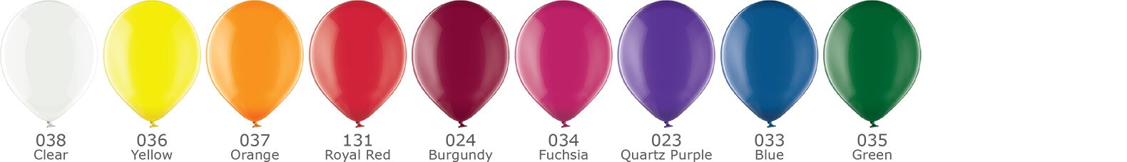 Farby priehľadných kryštálových balónov