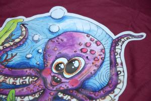 Detail potlače roztomilej chobotničky