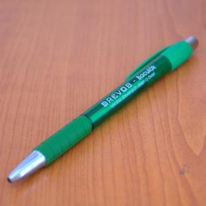 Zelené reklamné pero s bielou potlačou