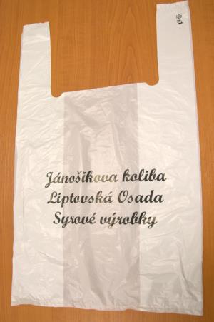 Biela igelitová taška s jednofarebnou potlačou