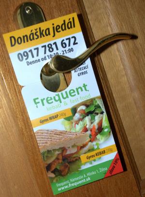 Letáky na zavesenie na kľučku pre Frequent kebab fastfood Žilina