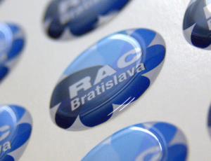Reklamné živicové nálepky pre firmu RAC Bratislava