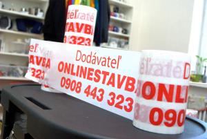 Biele pásky s jednofarebnou potlačou pre firmu ONLINE STAVBA Dunajská Streda