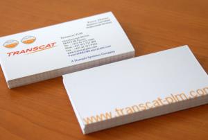 Obojstranné vizitky s farebným logom TRANSCAT PLM Žilina