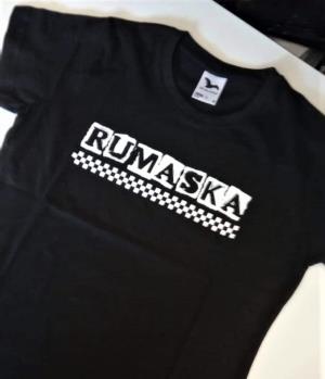 Čierne tričká s krátkym rukávom pre punkovú kapelu RUMASKA