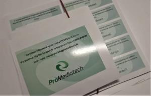 Informačné PVC samolepky pre firmu ProMediatech Prešov