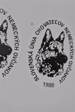 Okrúhle PVC samolepky pre Slovenskú úniu chovateľov nemeckých ovčiakov Banská Bystrica