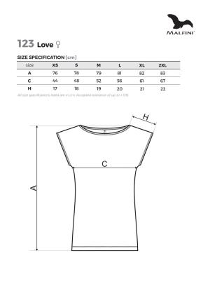 Veľkostná tabuľka tričko šaty Malfini Love 123 