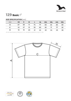 Veľkostná tabuľka tričko Malfini Basic 129