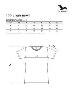 Veľkostná tabuľka tričko Malfini Classic New 133
