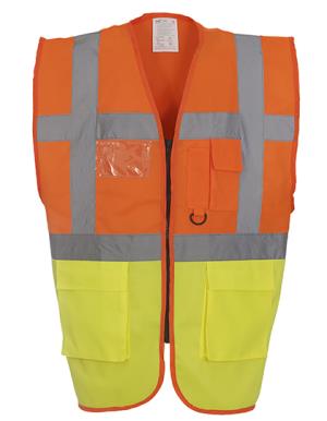 Reflexná vesta  Fluo EXEC, 454 Fluo Orange/Fluo Yellow