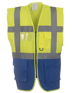 Reflexná vesta  Fluo EXEC, 653 Fluo Yellow/Royal Blue