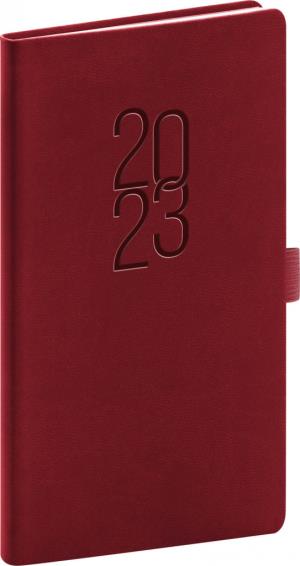 Vreckový diár Vivella Classic 2023, vínový, 9 × 15,5 cm, červená