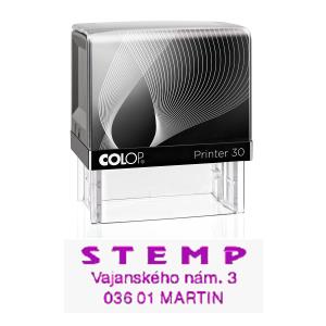Pečiatka Colop Printer 30, čierna s fialovou poduškou