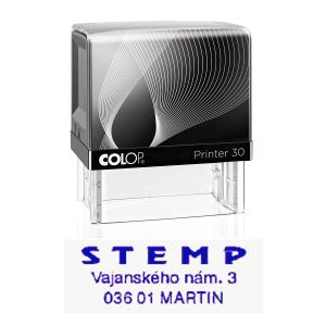 Pečiatka Colop Printer 30, čierna s modrou poduškou