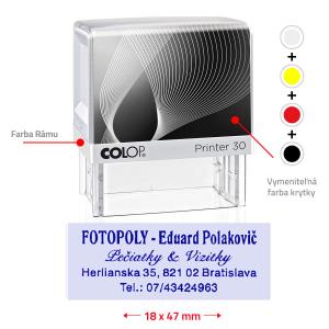 Pečiatka Colop Printer 30, biela s modrou poduškou
