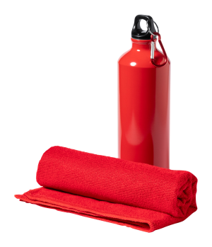 Športová fľaša a sada uterákov, Červená (2)