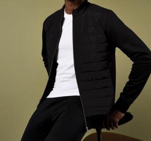 Pánska mikina bez kapucne Quilt, 101 Black