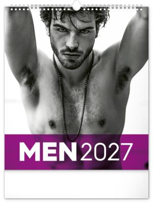 Erotický nástenný kalendár s aktami mužov v čiernobielom Men 2027
