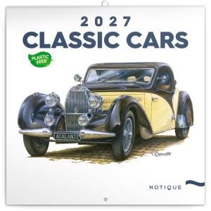 Nástenný plánovací kalendár s obrazmi kreslených áut Classic Cars – Václav Zapadlík 2027