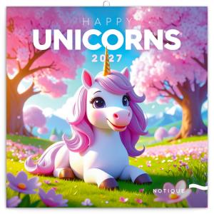 Nástenný plánovací kalendár s motívom Jednorožcov Happy Unicorns 2027