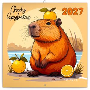Nástenný plánovací kalendár s obrázkami kapybary Cheeky Capybaras 2027