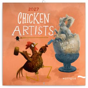 Nástenný plánovací kalendár s obrázkami sliepok Chicken Artists 2027