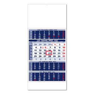 Plánovací kalendár na stenu ŠTANDARD 4M modrý 2027, Vzor 0