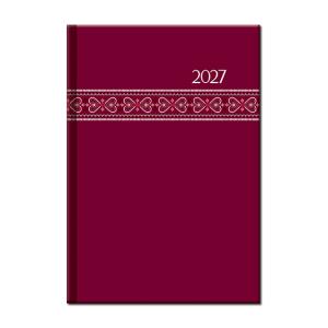 Týždenný diár s ľudovým ornamentom FOLK červený 2027