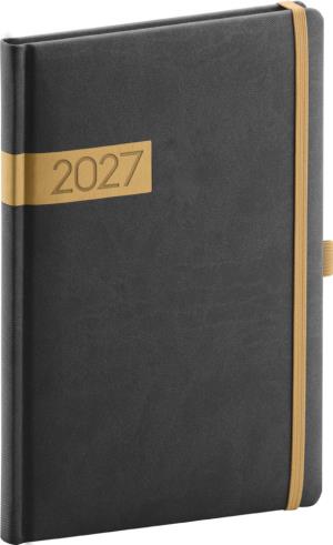 Plánovací týždenný diár Twill 2027 čierno-zlatý