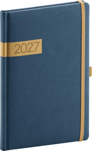 Plánovací týždenný diár Twill 2027 modro-zlatý