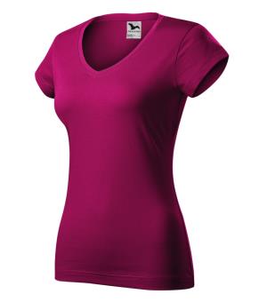 Dámske tričko Fit V-neck 162, 49 Fuchsia Red