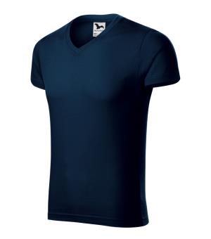 Pánske tričko Slim Fit V-neck 146, 02 Tmavomodrá