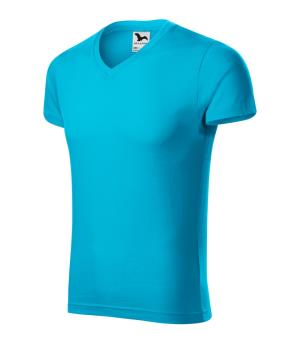 Pánske tričko Slim Fit V-neck 146, 44 Tyrkysová
