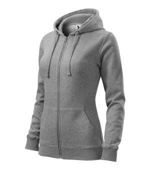 Dámska mikina s kapucňou Trendy Zipper 411, 12 Tmavosivý Melír
