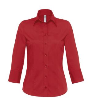 Blúzka Milano/women Popelin Shirt 3/4 sleeves, 406 Deep Red