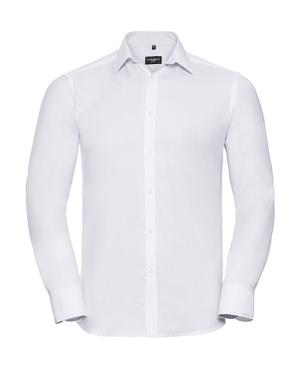 Pánska košeľa s dlhými rukávmi Herringbone , 000 White
