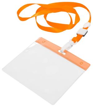 Visačka na krk s menovkou Maes, oranžová