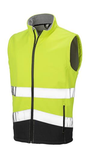 Potlačiteľná bezpečnostná softshellová vesta, 671 Fluorescent Yellow/Black