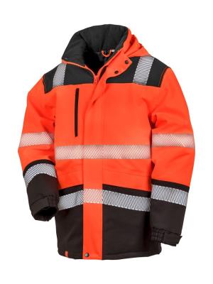Bunda Waterproof Softshell Safety Coat, 478 Fluorescent Orange/Black