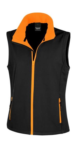 Dámska potlačiteľná Softshellová vesta, 178 Black/Orange
