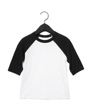 Detské baseballové tričko s ¾ rukávmi, 056 White/Black