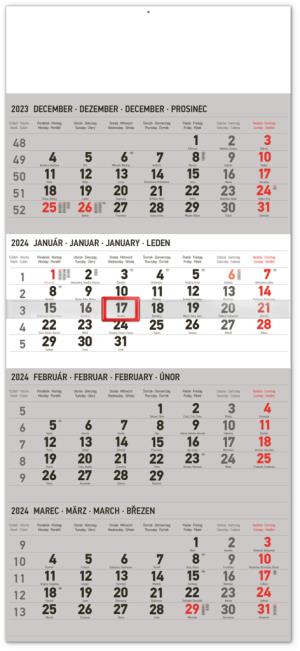 Nástenný kalendár 4-mesačný štandardný kalendár 2024 PG