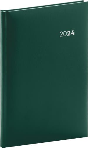 Týždenný diár Balacron 2024, zelený, 15 × 21 cm, zelená