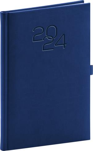 Týždenný diár Vivella Classic 2024, modrý, 15 × 21 cm, modrá