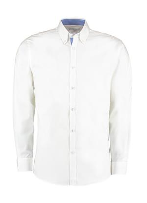 Košeľa Contrast Premium Oxford Button Down LS, 076 White/Mid Blue