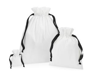 Bavlnená darčeková taška so sťahovacou stuhou, 073 Soft White/Black